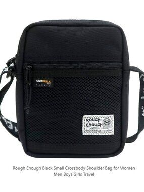 Rough Enough Black Small Crossbody Shoulder Cordura Fabric Travel Bag
